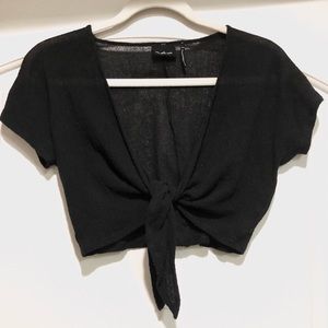 Short Sleeve Tied Crop Top/ Cover Up